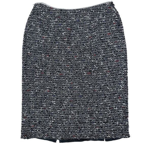 Lafayette 148 New York Black Wool Blend Tweed Style Pencil Skirt Women's Size 4 - Picture 1 of 11